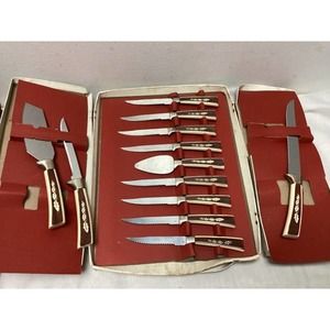 Vintage 11 Pc. Set Regent Sheffield Stainless Steel Cutlery Leaf Pattern England